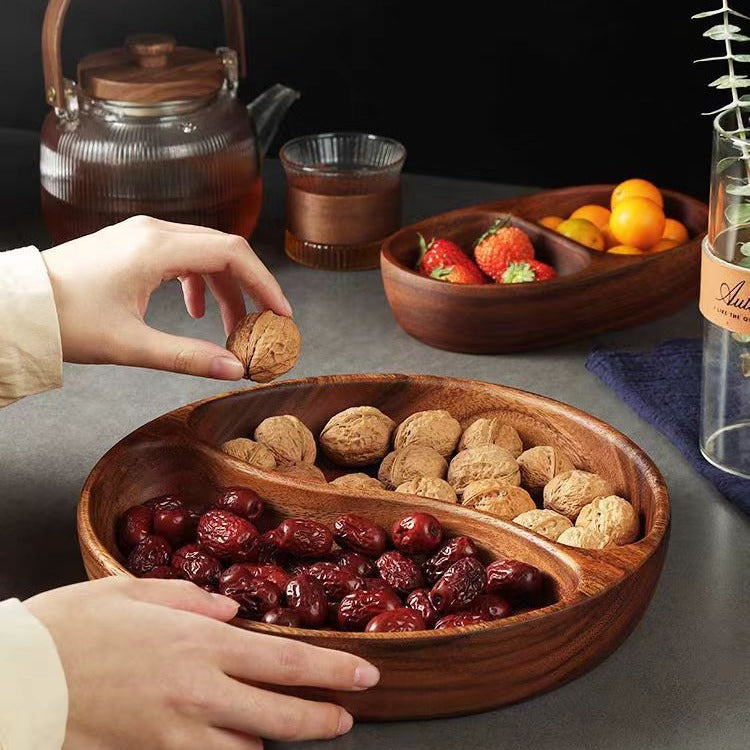 Walnut Wooden Partitioned Fruit Tray - Xenme International