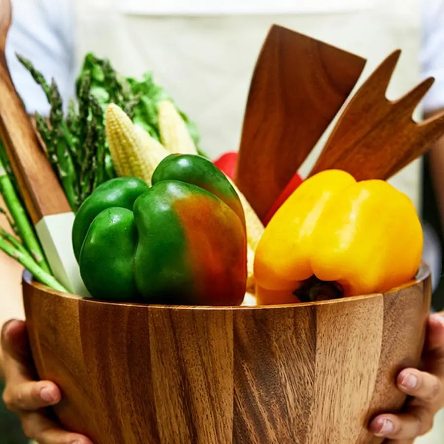 Acacia Wood Salad Spoon & Fork Set - Xenme International