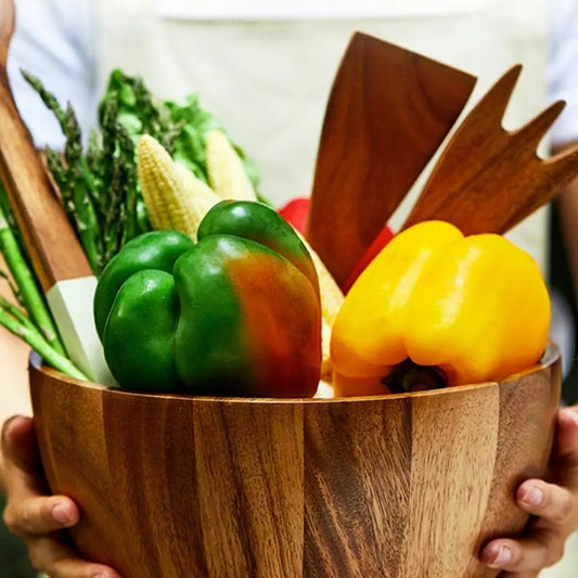 Acacia Wood Salad Spoon & Fork Set - Xenme International