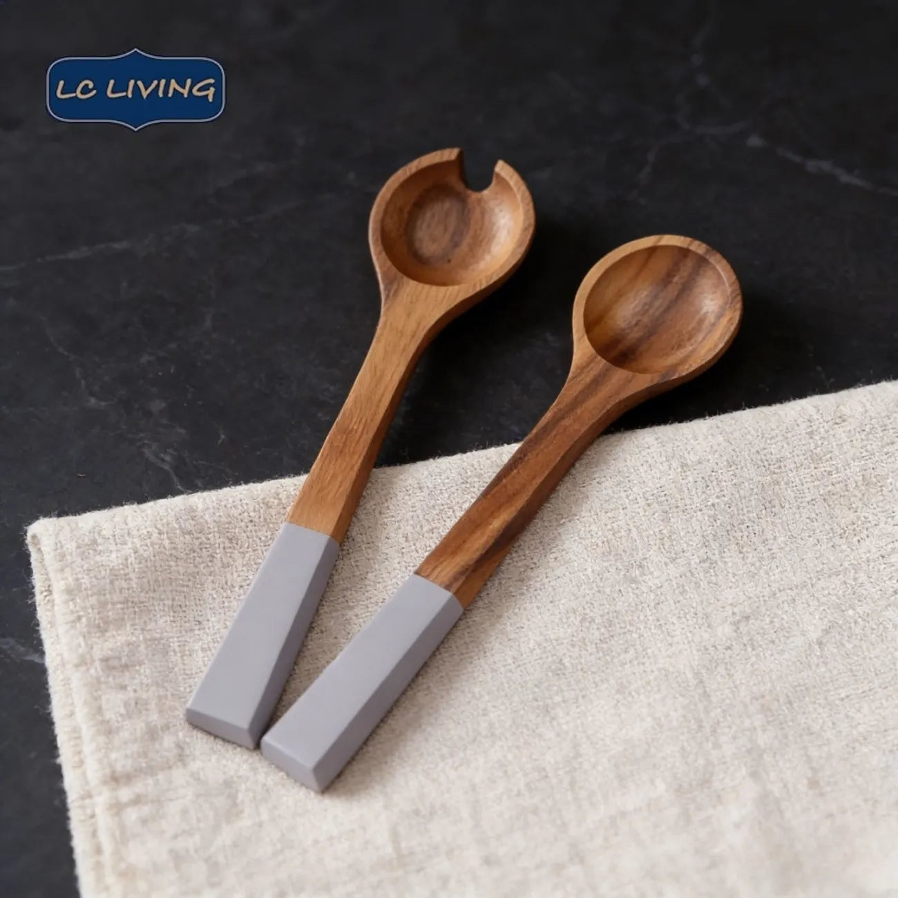 Acacia Wood Salad Spoon & Fork Set - Xenme International